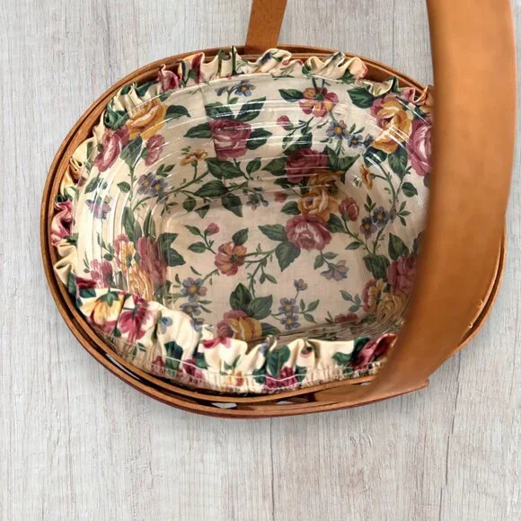 Longaberger 1995 Signed Easter Basket Handwoven Liner Insert Original Paperwork